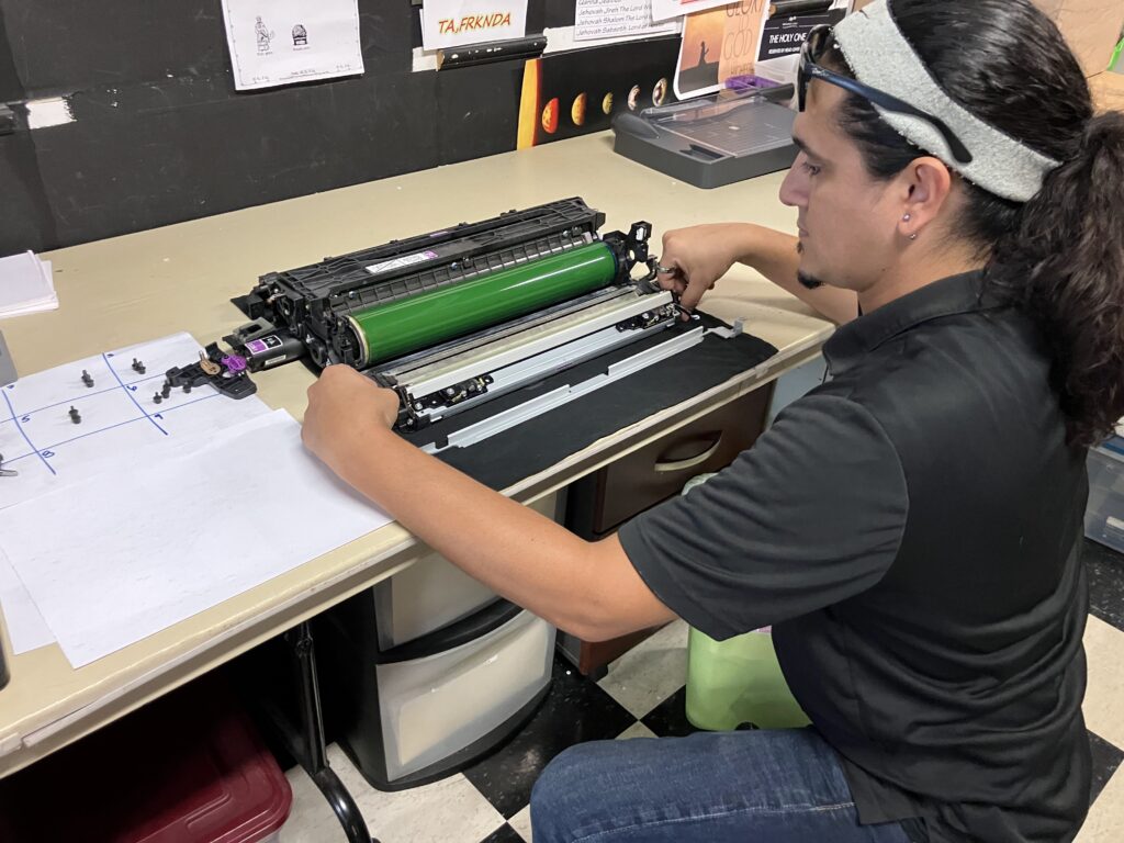 Technician Replacing Photoconductor on a Ricoh MPC5200 Color production Printer